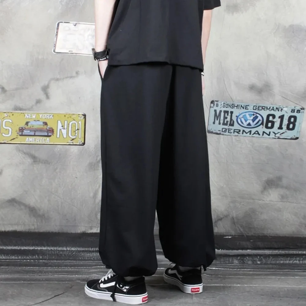 XS-5XL Summer New Male Solid Color Wide-Leg Trousers American Retro Fashion Trend High Street Loose Casual Simple Men's Bottoms - Image 5