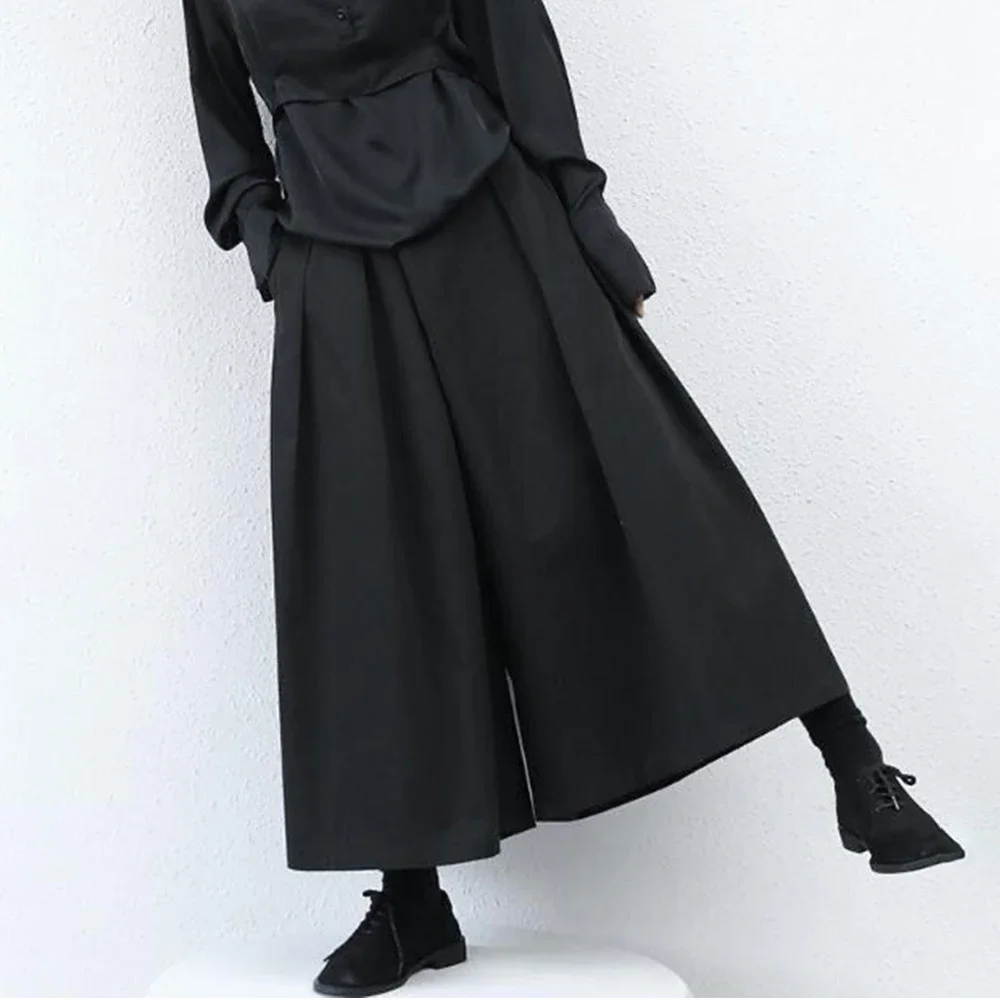 Dark Gothic Style Loose 7-point Hakama Pants 2024 New Trendy Wide Leg Pants Genderless Large Size Design Samurai Pants Unisex - Image 5