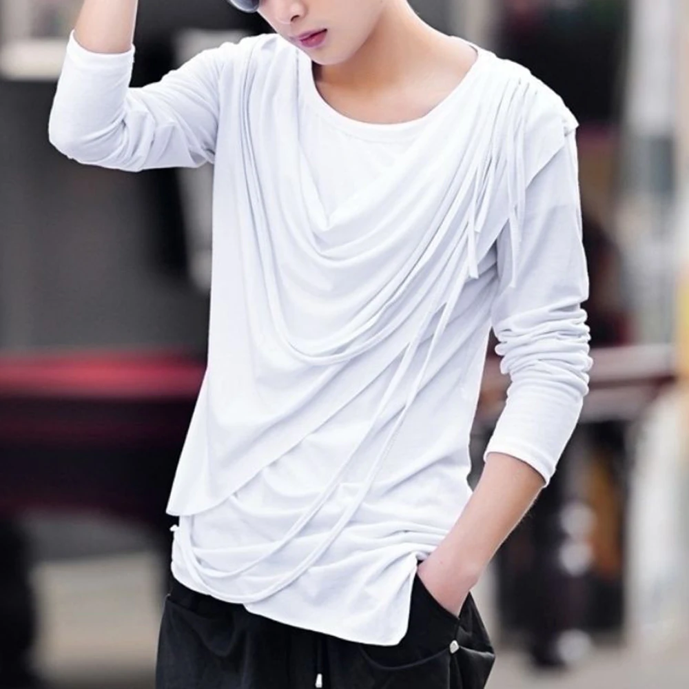 XS-5XL Spring New Men's Solid Color Long Sleeve T-Shirt American Retro Fashion Trend High Street Casual Loose Niche Men's Top - Image 4