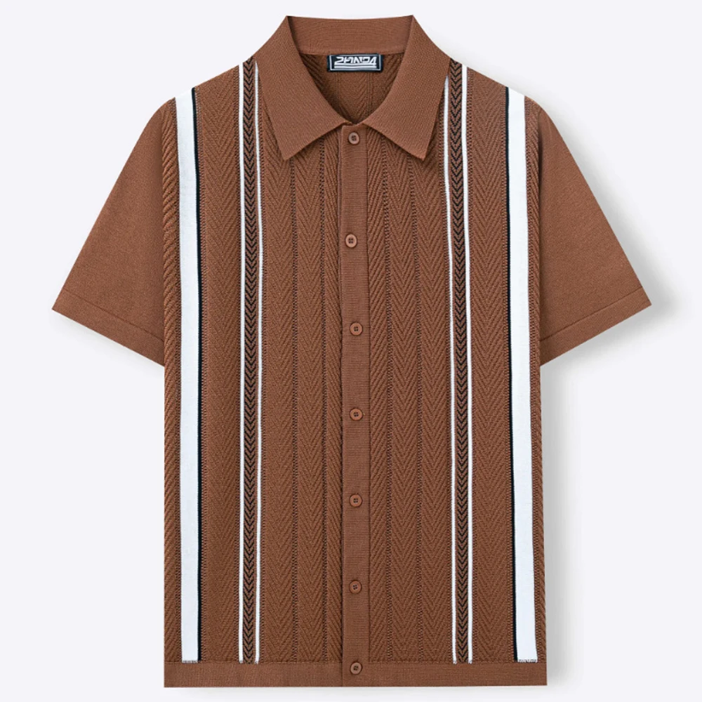 Summer New Men's Striped Color Block Short-Sleeve Shirt American Retro Fashion Trendy Street Casual Breathable Niche Men's Top - Image 8