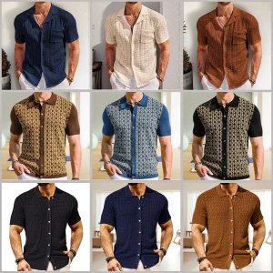 Mens Cool Silk Business Casual Knitted Polo Shirt Summer Fashion Soft Comfortable Short-Sleeved T-Shirt Men'S Clothing 2025 New