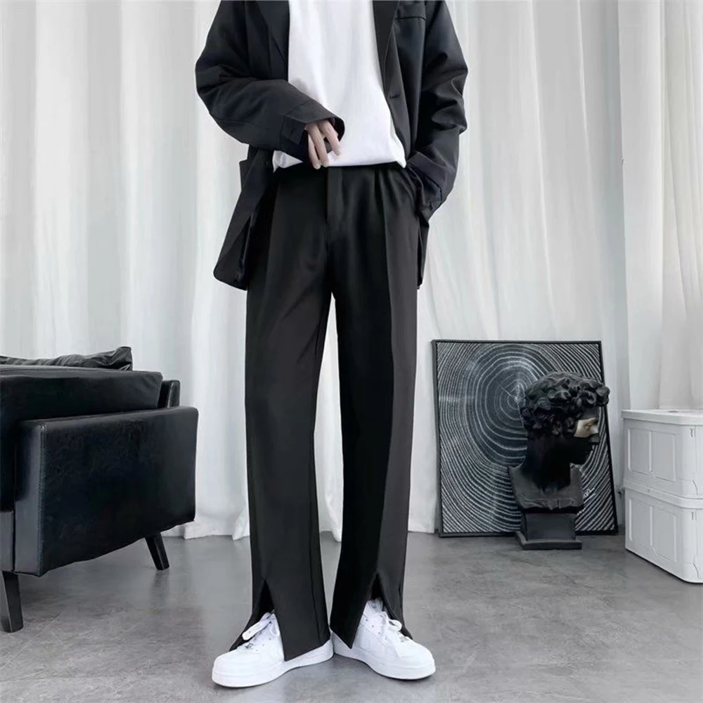 XS-5XL Summer New Men's Solid Color Straight Leg Suit Trousers American Retro Fashion Trendy Simple Casual Loose Men's Bottoms - Image 3