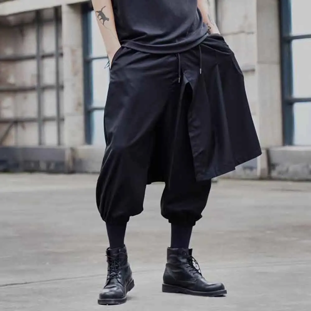 Mens Autumn Harem Pants Irregular Side Hem Double Layer Casual Pants Streetwear Fashion Gothic Dark Pants Men'S Clothing 2025 - Image 3