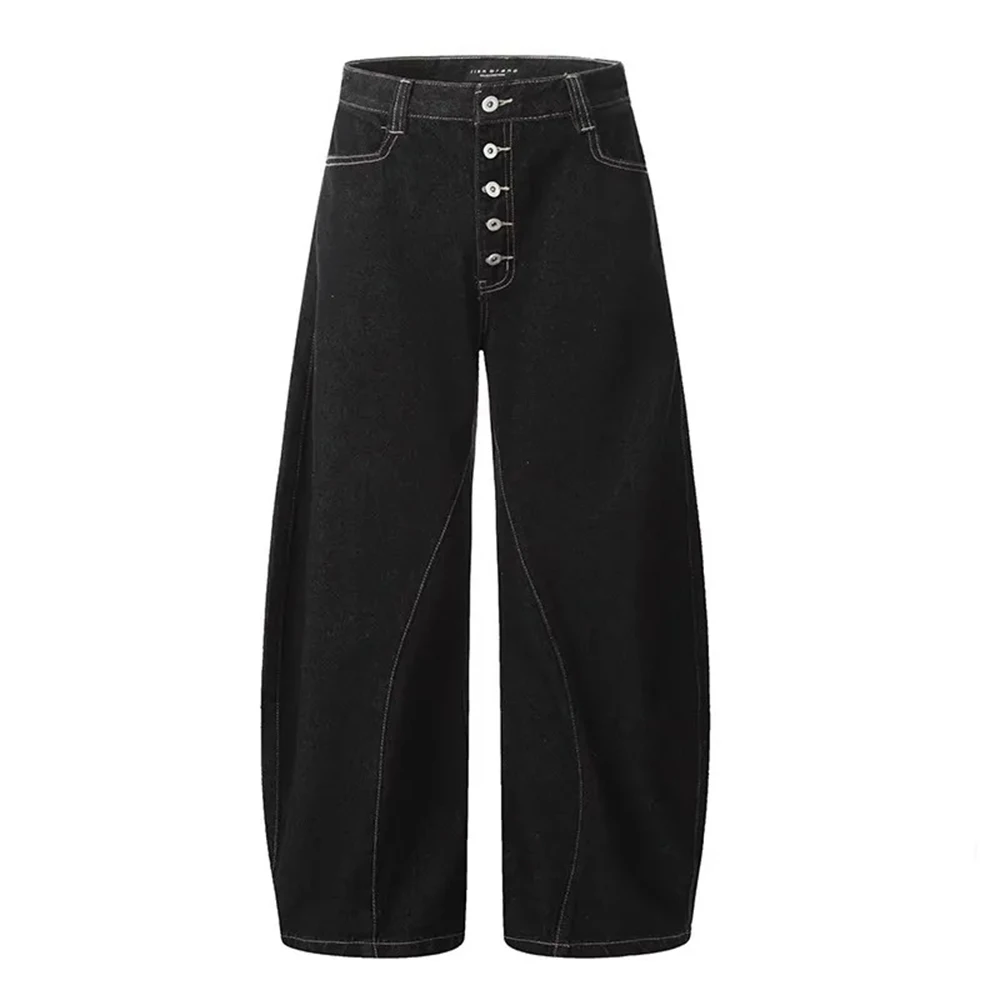 Men's Solid Color Wide-Leg Jeans American Retro Fashion Trend Street Hip-Hop Loose Breathable Casual Niche New Men's Bottoms - Image 7