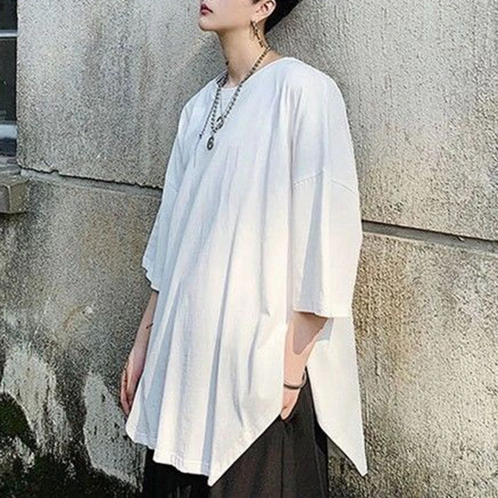 XS-5XL Summer New Men's Side-Slit Short-Sleeve T-Shirt American Retro Fashion Trend Street Casual Simple Loose Niche Men's Top - Image 4