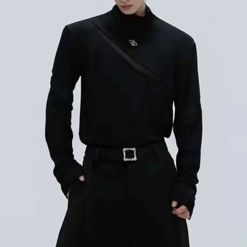 2025 Winter New Men's Solid Color Long-Sleeve T-Shirt American Retro Fashion Trend High Street Casual Fit Niche Men's Top - Image 7