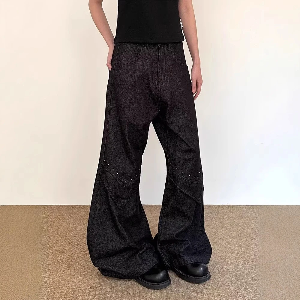 2025 Summer New Men's Straight Flared Jeans American Harajuku Retro Fashion Trend Street Hip-Hop Loose Niche Men's Bottoms - Image 3