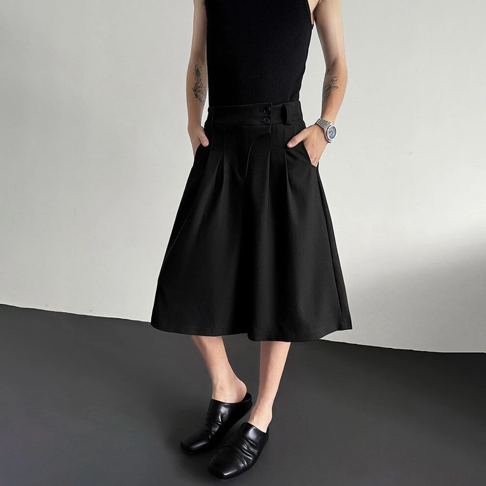 2026 Summer New Men's Solid Color Wide-Leg Shorts American Retro Fashion Trend High Street Loose Casual Simple Men's Bottoms - Image 6
