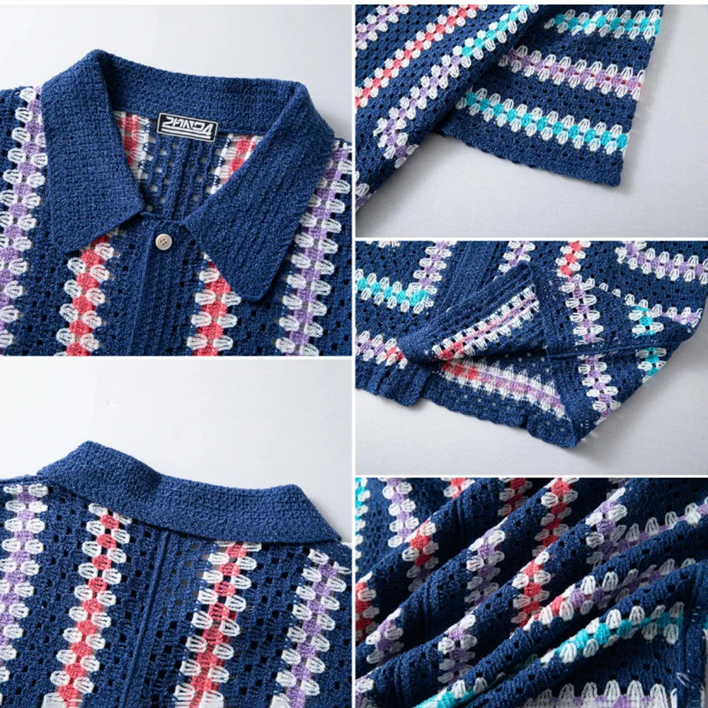 Summer New Men's Color Block Short-Sleeve Shirt American Retro Fashion Trendy High Street Loose Casual Vacation Niche Men's Top - Image 5