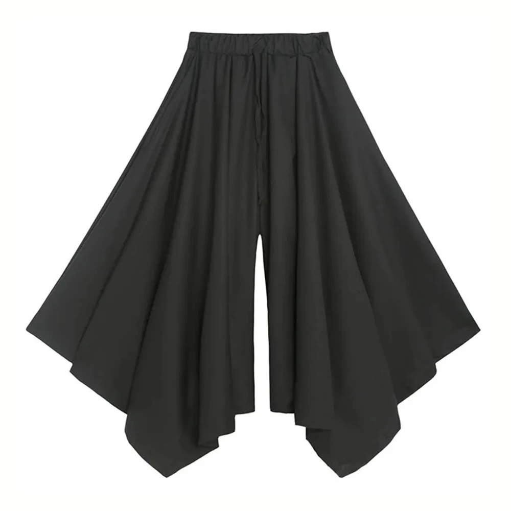 Y2k Gothic Dark Skirt Pants Irregular Pleated Casual Hakama Genderless Japanese Streetwear Fashion Wide Leg Samurai Pants Unisex - Image 6