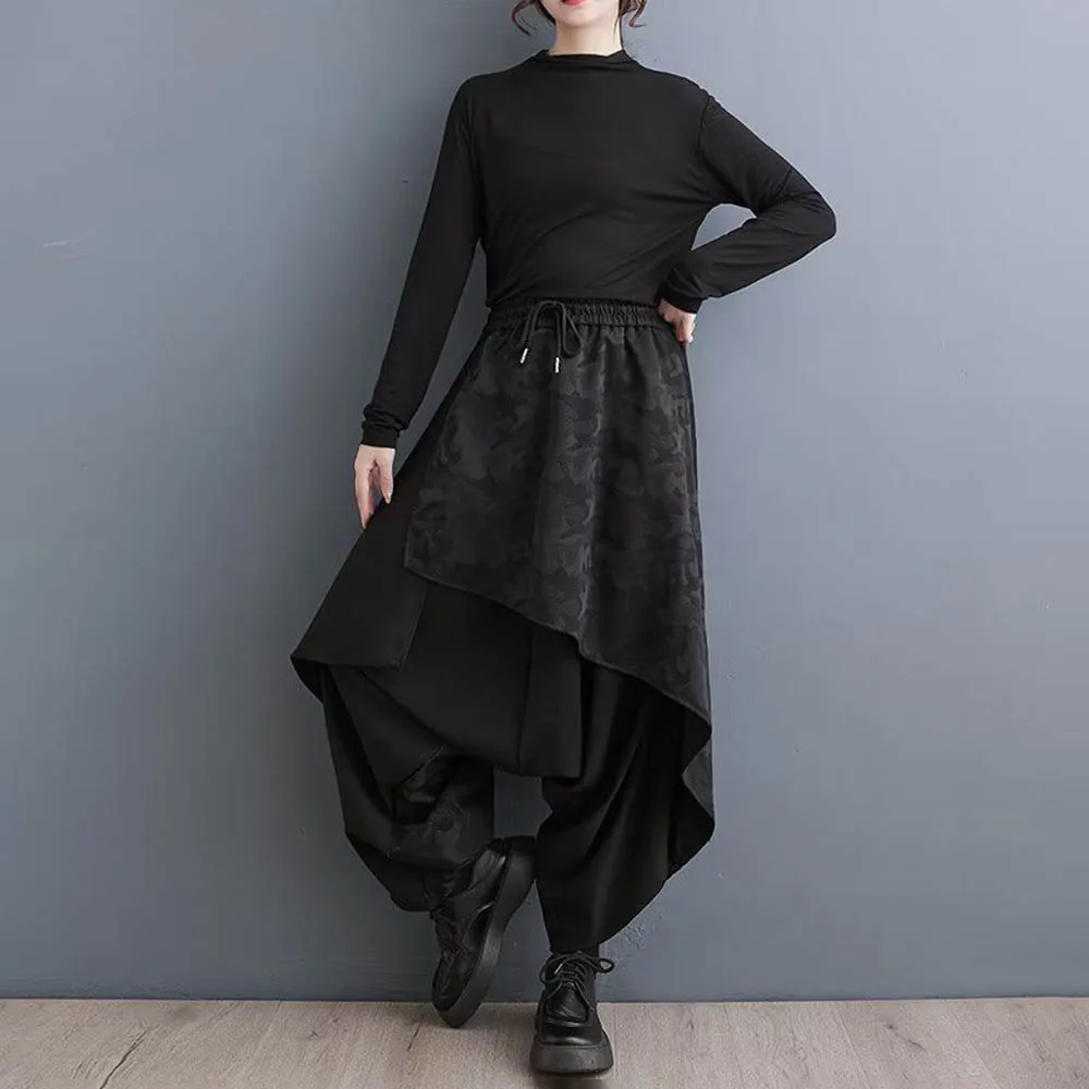 XS-5XL Autumn Skirt Pants Camouflage Layered Irregular Casual Samurai Pant Genderless Fashion Dark Gothic Wide-Leg Hakama Unisex - Image 4
