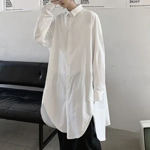 Men Y2k Spring Mid Length Shirt Nightclub Cloak Shirt Streetwear Fashion Dj Niche Flowy Long Sleeve Top Men'S Clothing 2026 New
