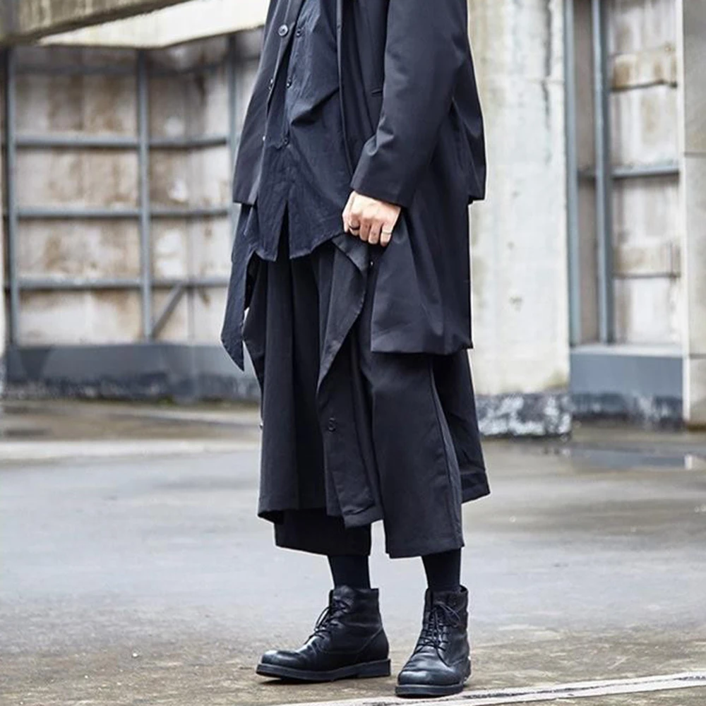 Gothic Dark Pants Y2k Irregular Side Button Samurai Pants Streetwear Fashion Nightclub Youth Trend Wide Leg Hakama Unisex 2026 - Image 4