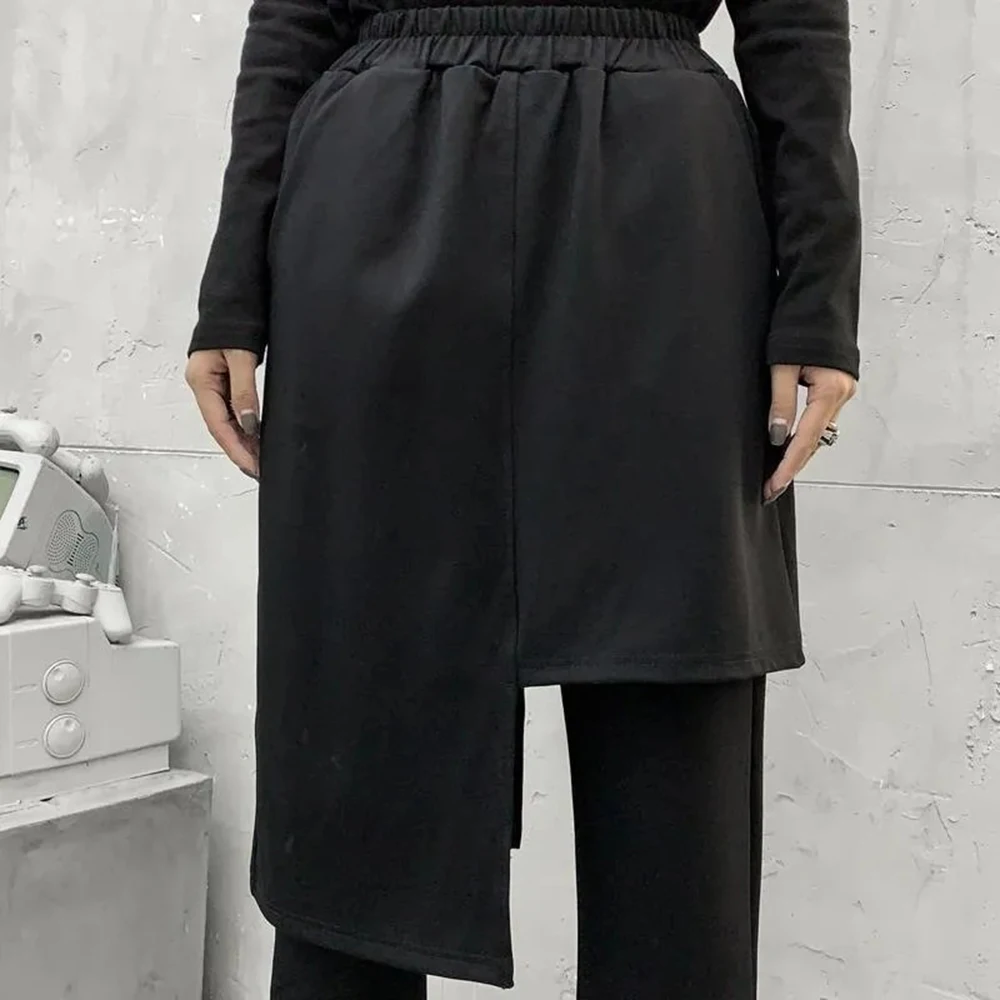 Y2k Asymmetrical Double-Layer Casual Skirt Pants Spring Genderless Streetwear Fashion Nightclub Stage Youth Trend Pants Unisex - Image 6