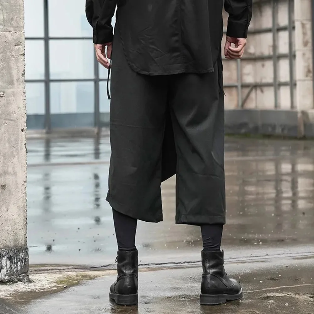 Y2k Japanese Gothic Dark Hakama Trousers Streetwear Personality Niche Samurai Pants Casual Wide-Leg Pant Men'S Clothing 2025 New - Image 2