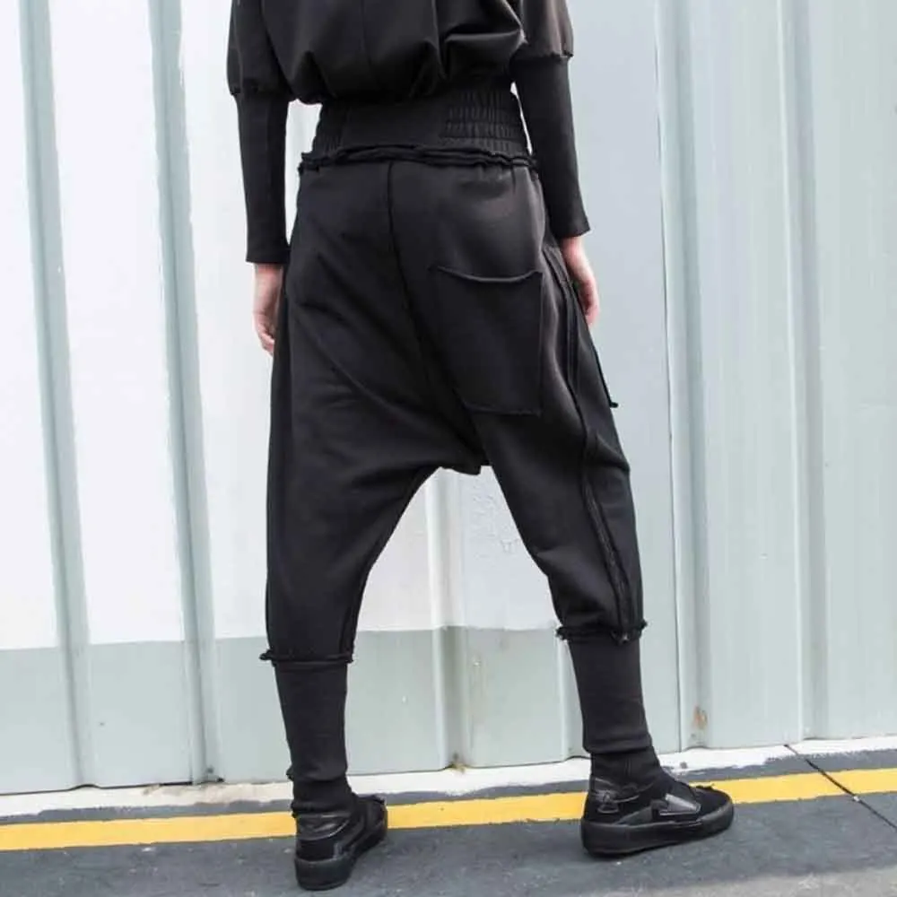 XS-5XL Y2k Dark Frayed Leggings Harem Pants Genderless Autumn Streetwear Hip Hop Gothic Fashion Edgy Bad-Boy Niche Pants Unisex - Image 5