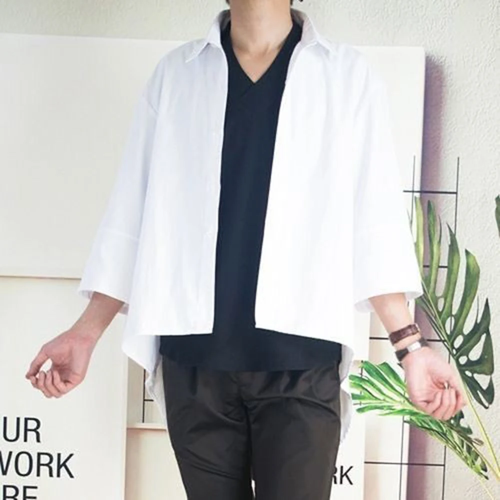 XS-5XL Shirt Asymmetric Mid-Length Casual Shirt Genderless Streetwear Ballroom Fashion Versatile Long-Sleeve Top Unisex 2025 New - Image 4