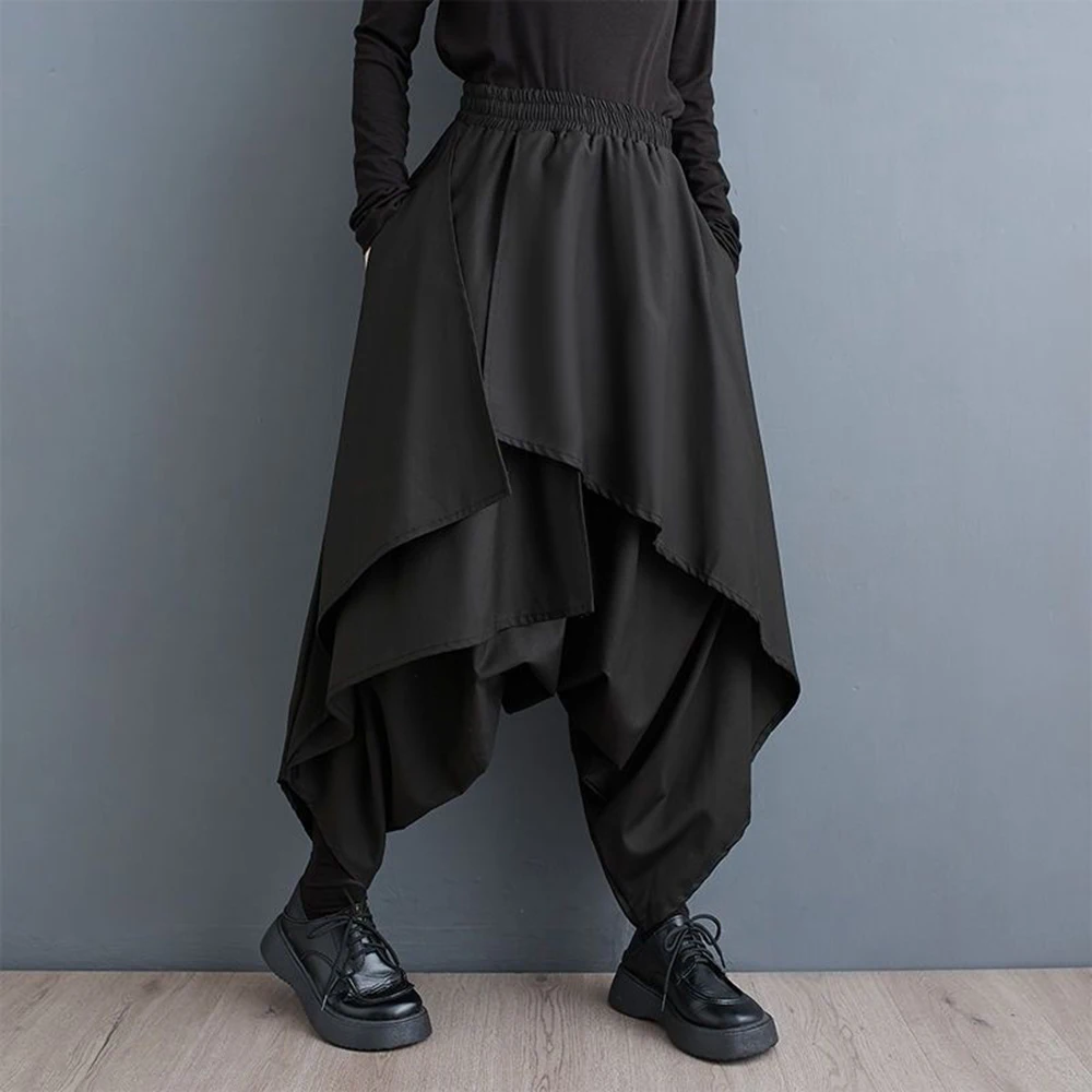 XS-5XL Y2k Irregular Layered Low Crotch Skirt Pant Genderless Streetwear Fashion Stage Performance Ballroom Wide-Leg Pant Unisex - Image 2