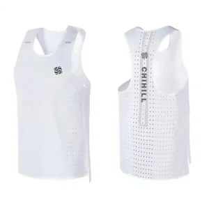 Mens Vest Sports Fitness Mesh Breathable Quick Dry Lightweight Sleeveless Running Vest Trendy Gym Training Tank Top 2024 Summer