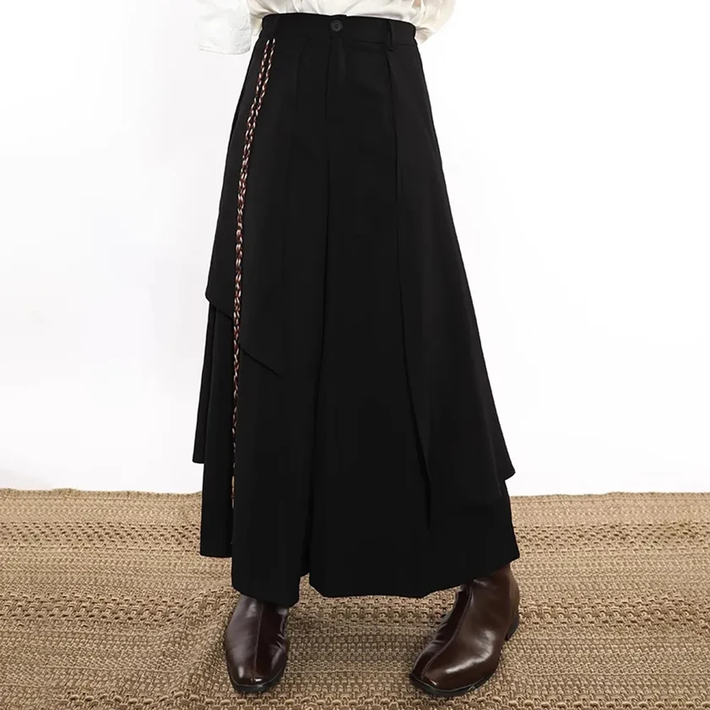 Gothic Culottes Y2K Layered Pleated Harajuku Irregular Dark Culottes Street Personality Versatile Casual Pants Skirt Unisex 2024 - Image 4