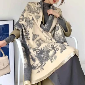 2026 Spring New Color Block Scarf Shawl  Unisex Retro Fashion Trendy Casual Flowers Youth Campus Outdoor Niche Genderless