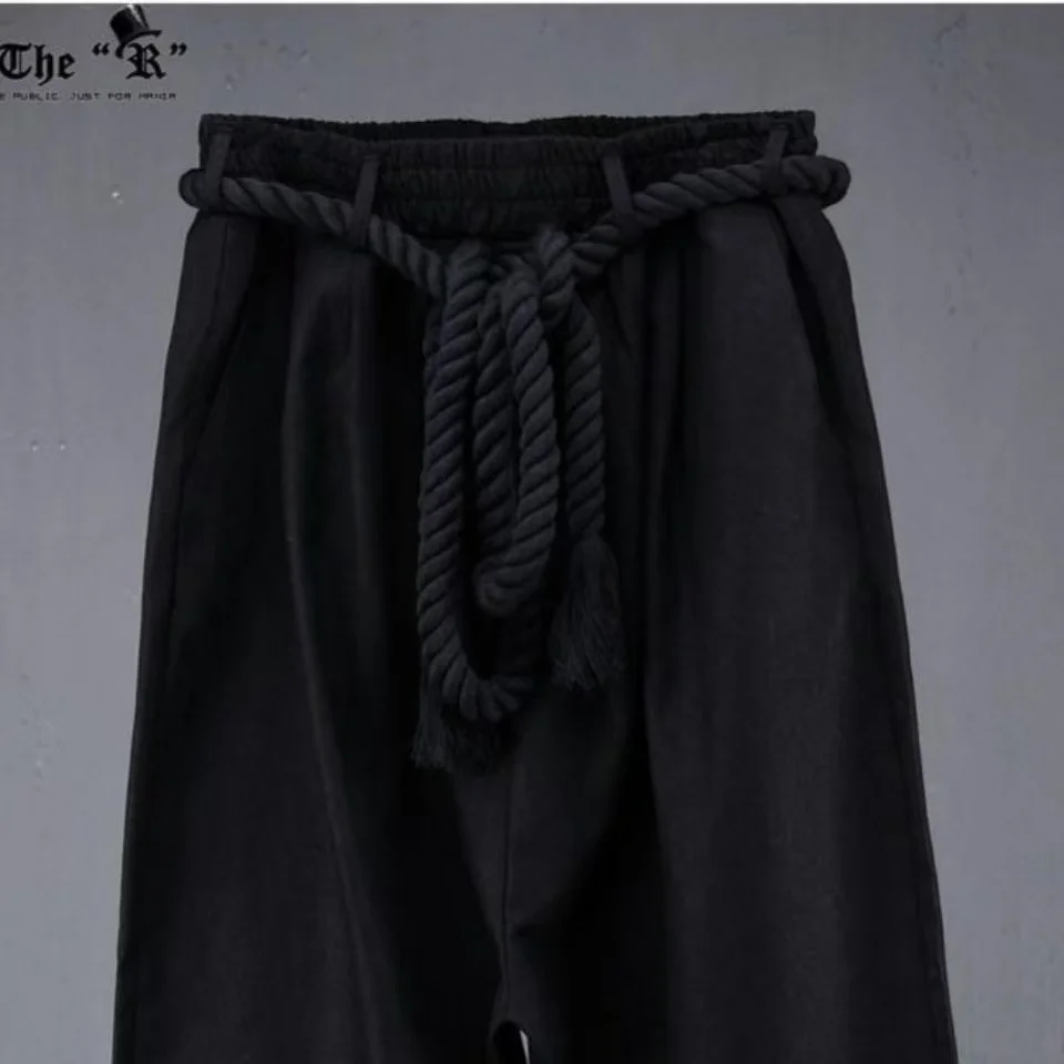 XS-6XL Y2k Belt Dark Style Casual Skirt Pants Genderless Unisex Streetwear Fashion Versatile Samurai Pants Hakama Pants 2025 New - Image 5