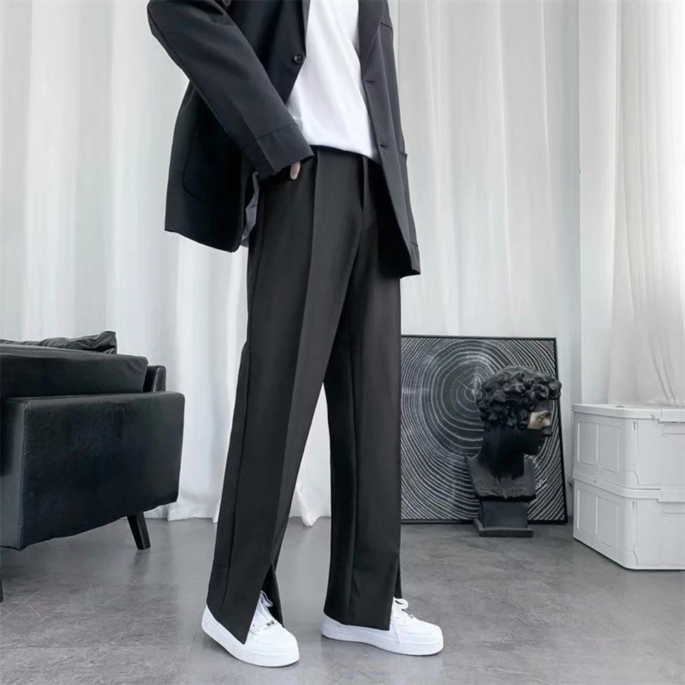 XS-5XL Summer New Men's Solid Color Straight Leg Suit Trousers American Retro Fashion Trendy Simple Casual Loose Men's Bottoms - Image 4