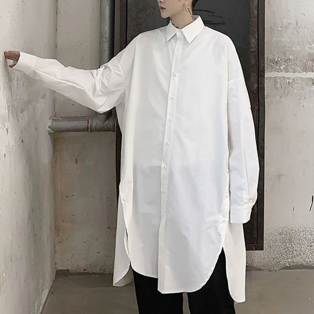 Men Y2k Spring Mid Length Shirt Nightclub Cloak Shirt Streetwear Fashion Dj Niche Flowy Long Sleeve Top Men'S Clothing 2026 New - Image 3