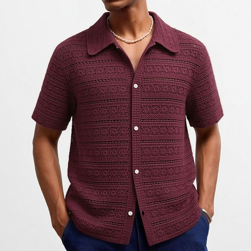 2026 Summer New Men's Solid Color Short-Sleeve Shirt American Retro Fashion Trendy Street Casual Loose Breathable Men's Top