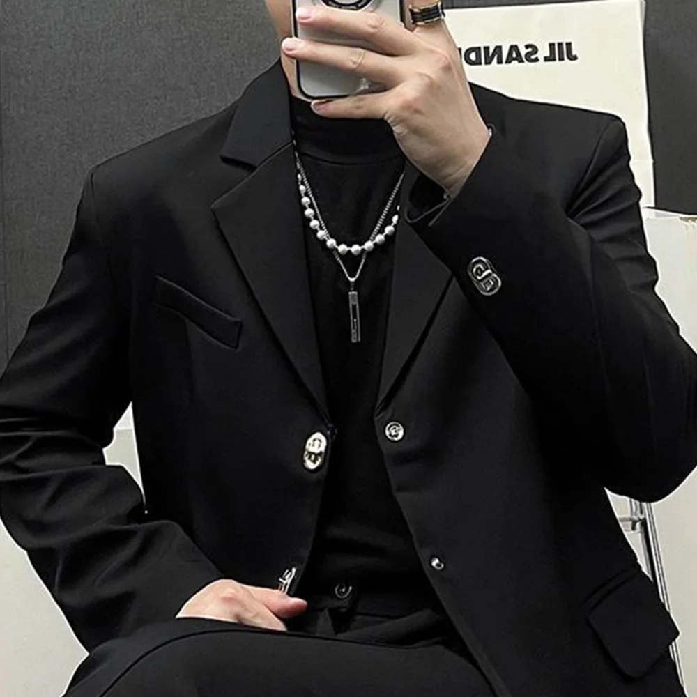 2025 Spring and Autumn New Men's Short Solid Color Suit Jacket Fashion Retro Trend High Street Simple Loose Casual Men's Jacket - Image 6