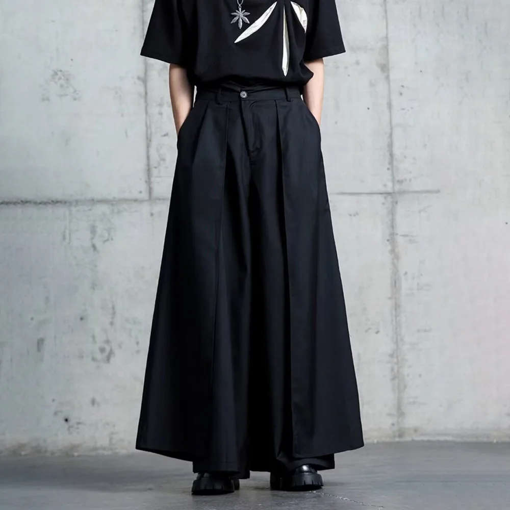 Gothic Y2K Single Layer Thick Japanese Culottes Dark Style Streetwear Draped Personality All Match Casual Pants Unisex 2024 - Image 3