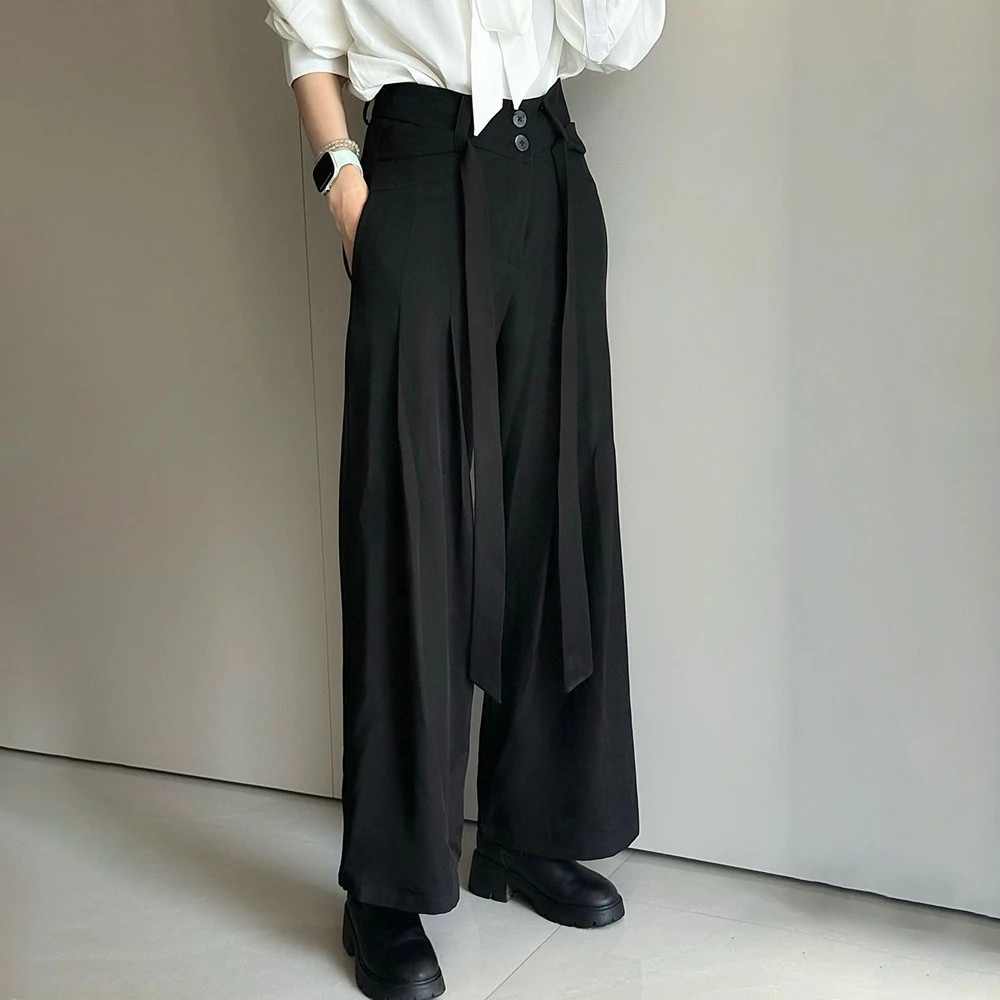Summer New Men's Solid Color Ribbon Suit Trousers American Fashion Trend High Street Loose Casual Breathable Men's Bottoms - Image 6