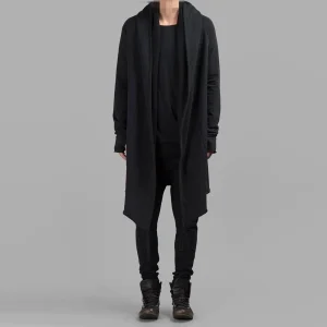 XS-5XL Mens Autumn Gloves Cloak Dark Plain Casual Cardigan Cape Streetwear Fashion Youth Hip Hop Long-Sleeve Top Men'S Clothing