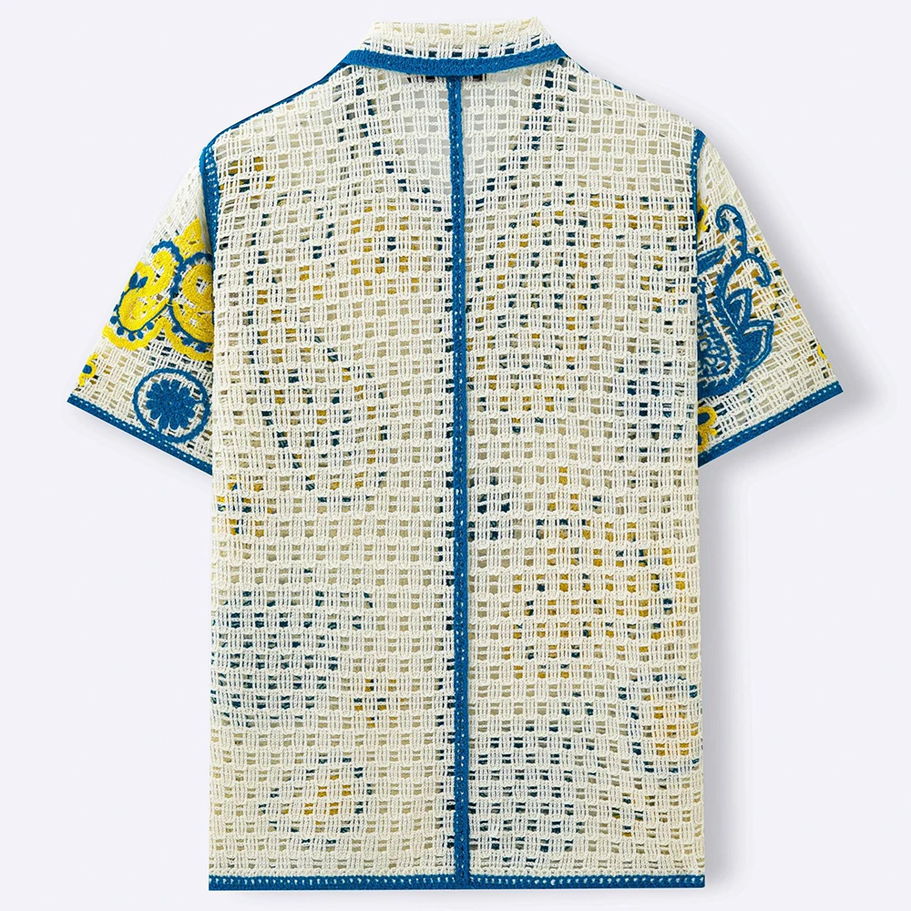 2026 Summer New Men's Jacquard Short-Sleeve Shirt American Retro Fashion Trendy Street Style Loose Casual Breathable Men's Top - Image 5