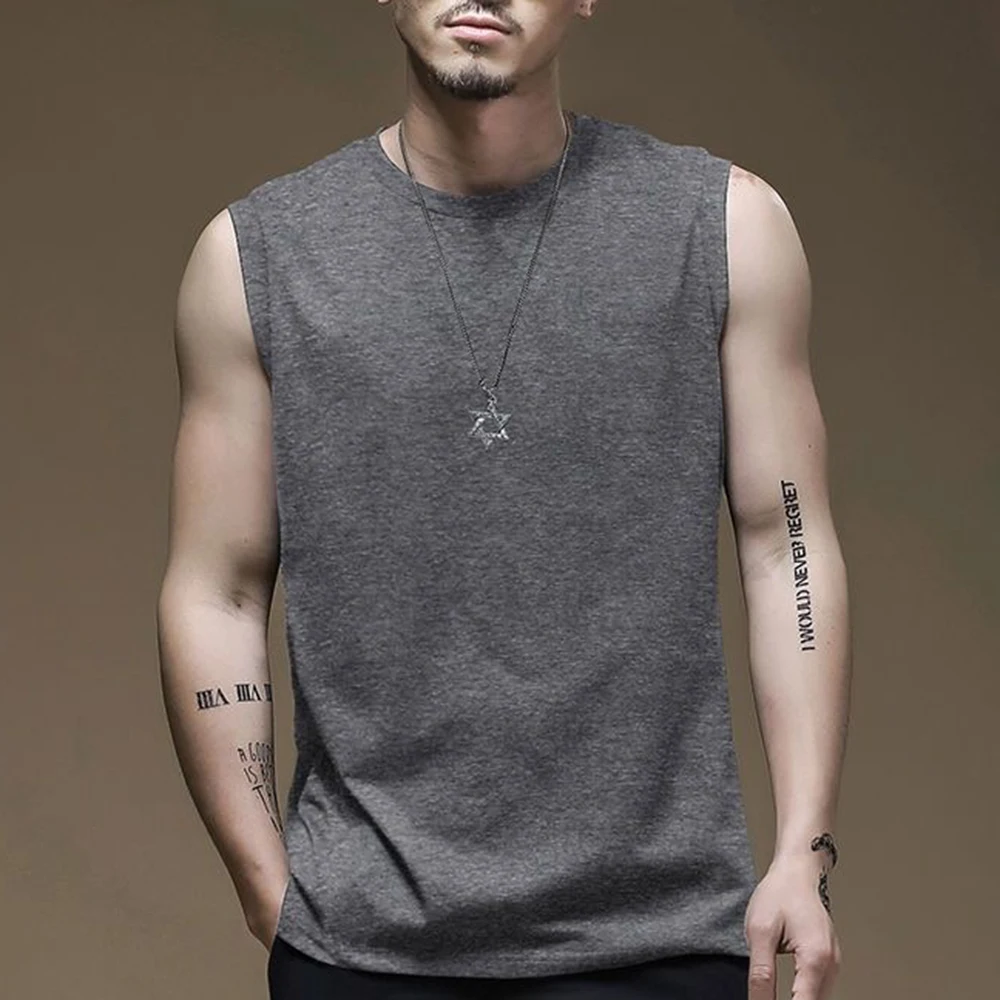 XS-5XL Summer New Men's Solid Color Sleeveless Vest American Retro Fashion Trend High Street Loose Casual Breathable Men's Top - Image 6