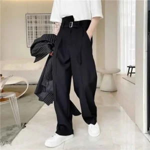 XS-5XL Winter New Men's Straight Leg Suit Trousers American Retro Fashion Trendy High Street Loose Casual Simple Men's Bottoms