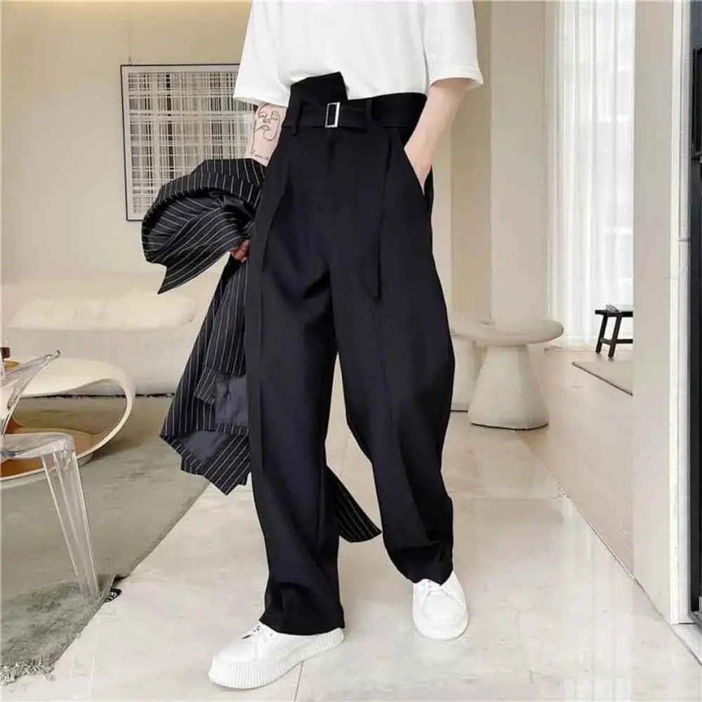 XS-5XL Winter New Men's Straight Leg Suit Trousers American Retro Fashion Trendy High Street Loose Casual Simple Men's Bottoms