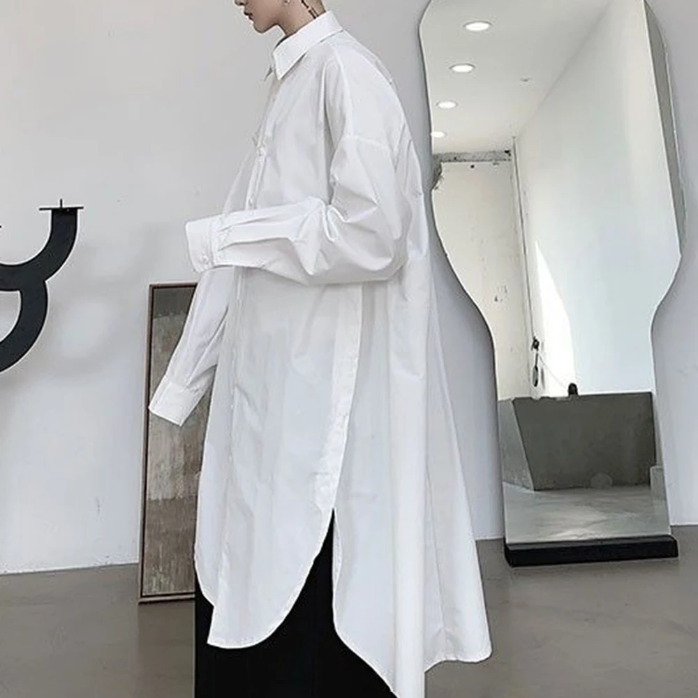 Men Y2k Spring Mid Length Shirt Nightclub Cloak Shirt Streetwear Fashion Dj Niche Flowy Long Sleeve Top Men'S Clothing 2026 New - Image 5