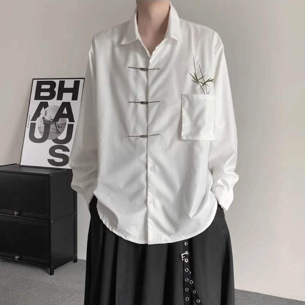 2026 Summer New Men's Embroidered Long-Sleeved Shirt Chinese Retro Fashion Trendy High Street Loose Casual Niche Men's Top - Image 2