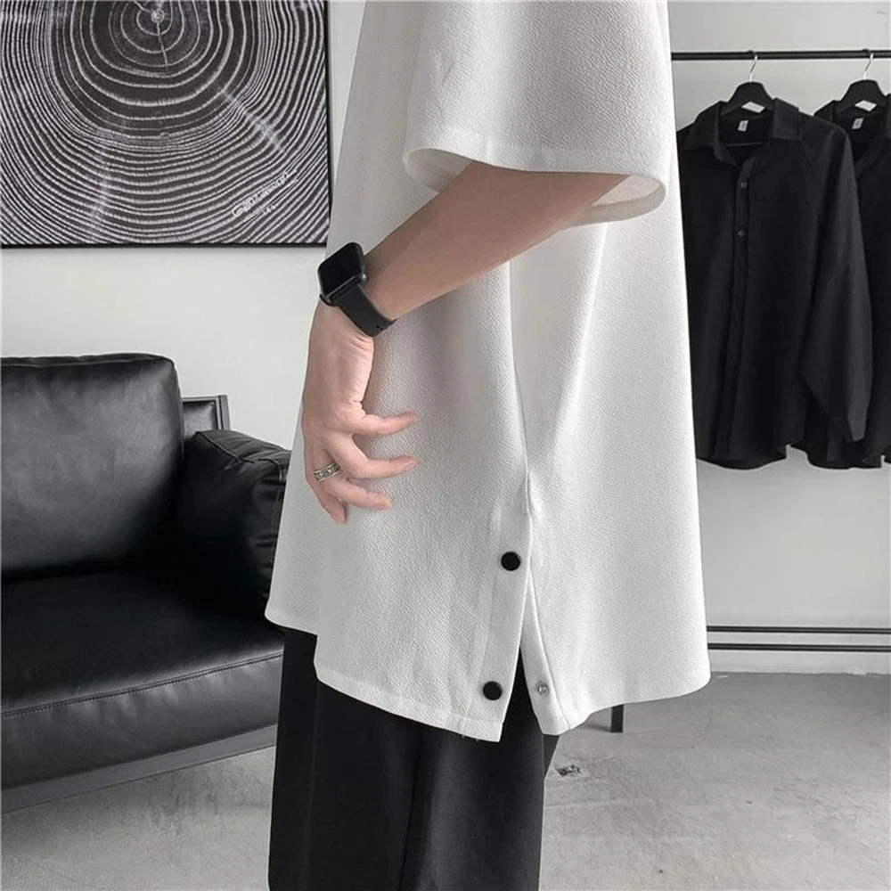 XS-5XL Summer New Solid Color Short-Sleeve T-Shirt American Retro Fashion Trendy High Street Loose Casual Niche Men's Top - Image 3