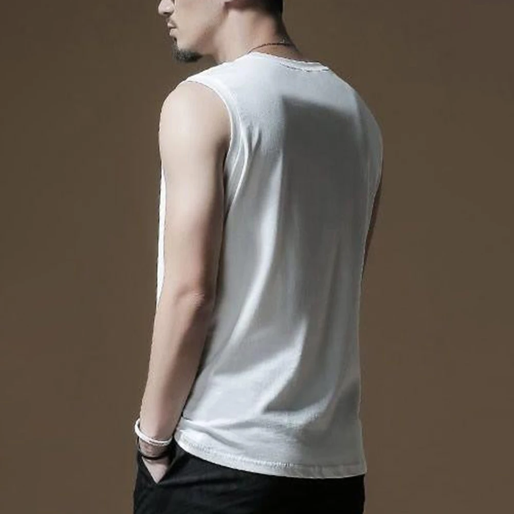 XS-5XL Summer New Men's Solid Color Sleeveless Vest American Retro Fashion Trend High Street Loose Casual Breathable Men's Top - Image 3