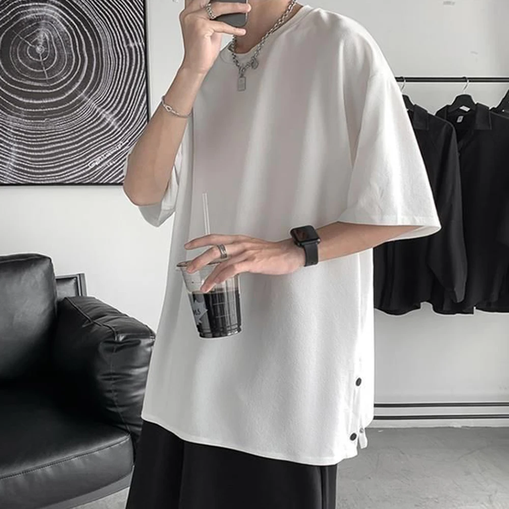XS-5XL Summer New Solid Color Short-Sleeve T-Shirt American Retro Fashion Trendy High Street Loose Casual Niche Men's Top - Image 4