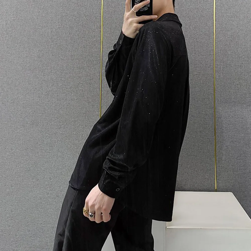 Mens Shirt Reflective Shiny Shoulder Pad Shirt Fashion Personality Temperament Performance Costume Top Men'S Clothing Spring New - Image 5
