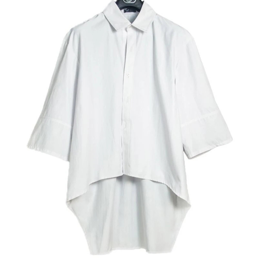 XS-5XL Shirt Asymmetric Mid-Length Casual Shirt Genderless Streetwear Ballroom Fashion Versatile Long-Sleeve Top Unisex 2025 New - Image 5