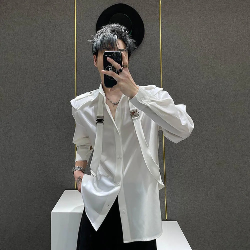 Autumn Male Solid Color Stitching Long-Sleeved Shirt American Retro Fashion Trend High Street Loose Casual Niche Men's Tops 2025 - Image 5