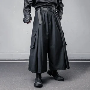 XS-5XL Summer New Men's Solid Color Wide-Leg Trousers American Retro Fashion Trend High Street Loose Casual Simple Men's Bottoms