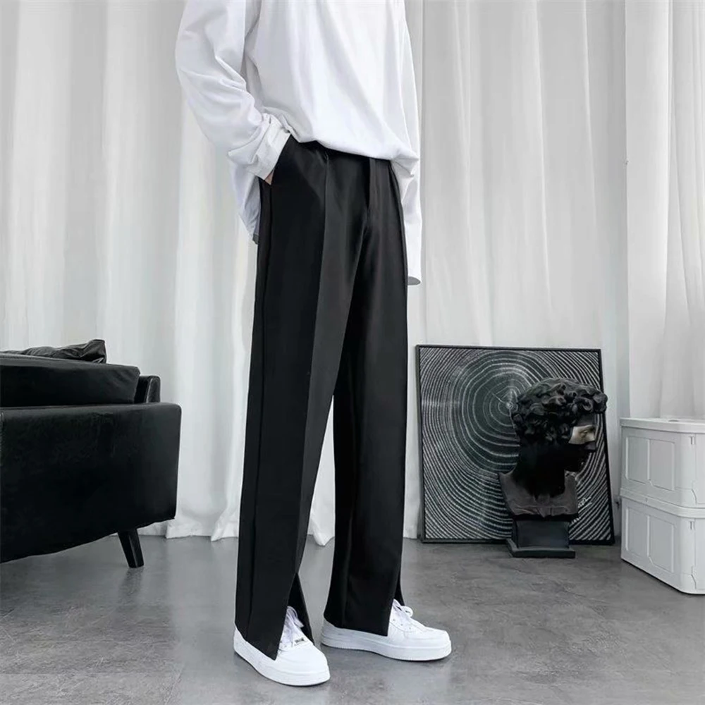 XS-5XL Summer New Men's Solid Color Straight Leg Suit Trousers American Retro Fashion Trendy Simple Casual Loose Men's Bottoms - Image 5