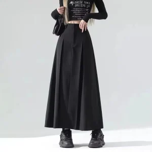 Y2k Commute Plain Pleated A Line Skirt Spring Fashion Daily Versatile Outdoor Shopping Youth Campus High Waisted Skirt 2026 New