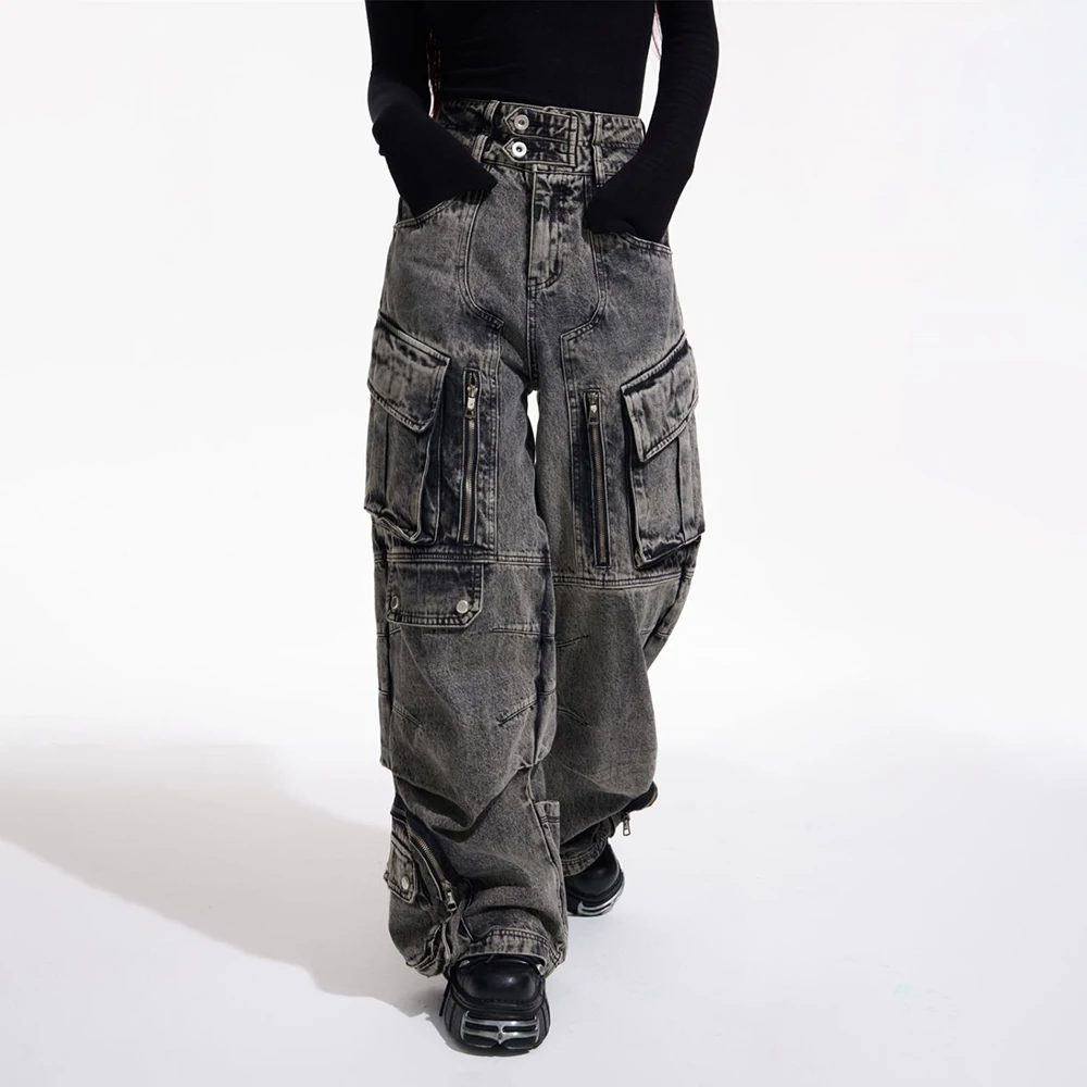 Men Gothic Jeans Y2k Big Pocket Cargo Jeans Streetwear Fashion Japanese Youth Campus Wide Leg Casual Pants Male Men'S Clothing - Image 5