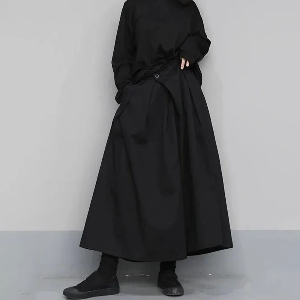 Dark Gothic Style Loose 7-point Hakama Pants 2024 New Trendy Wide Leg Pants Genderless Large Size Design Samurai Pants Unisex - Image 2